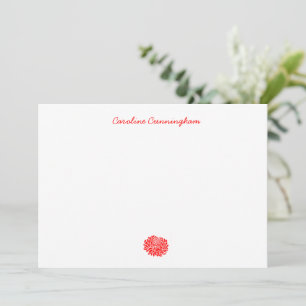 Carte minimaliste rouge Chrysanthemum Flat Note