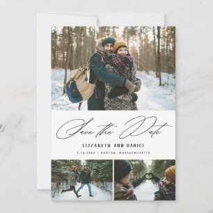 Carte Minimaliste Script 3 Photo Collage Enregistrer La