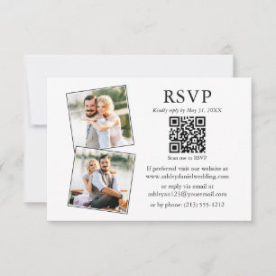 Carte Minimaliste simple 2 photo Mariage QR RSVP