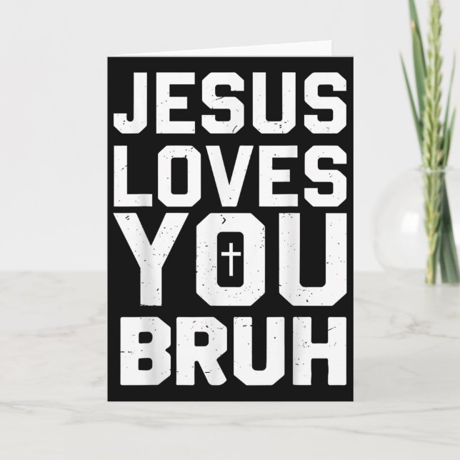 Carte Minimalistic Jesus Love You Bruh Funny Christian Y (Devant)
