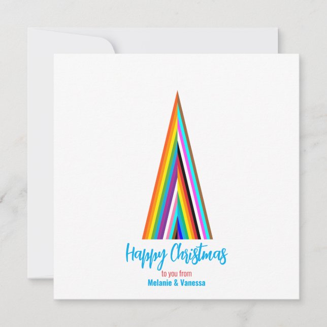 Carte Minimalistic LGBT Rainbow Christmas Tree (Devant)