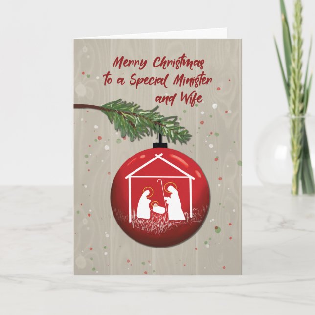 Carte Ministre et femme Ornement de Noël avec le directe (Devant)