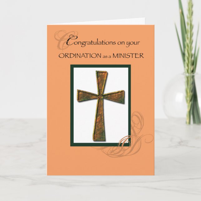 Carte Ministre Ordination Félicitations Croix (Devant)