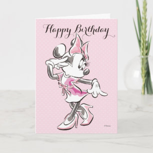 Carte Minnie Aquarelle Pose Élégante