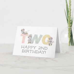 Carte Minnie Mouse aquarelle 2e anniversaire