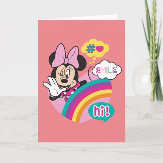 Carte Minnie Mouse Rainbow Wink - Hi (Devant)