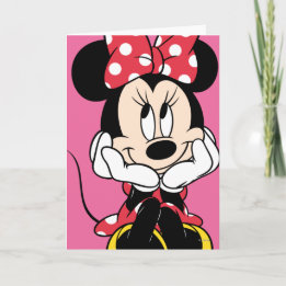 Carte Minnie rouge | Tête entre les mains