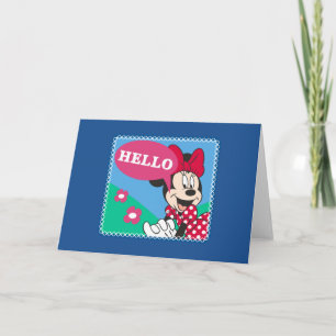 Carte Minnie Souris par Fleurs - Bonjour