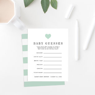 Carte Mint Green Baby Shower Guessing Game