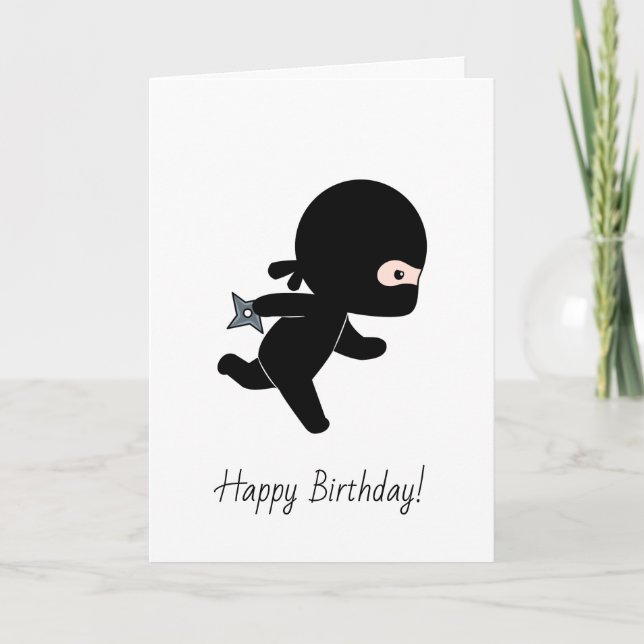 Carte Minuscule dessin animé Ninja à l'anniversaire (Devant)