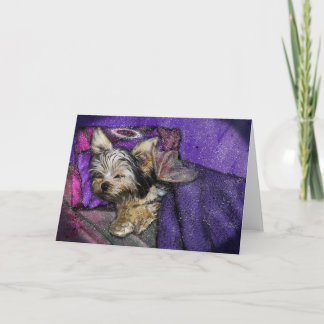 Carte Minuscule Yorkie dormant Angel Halo Memorial Art