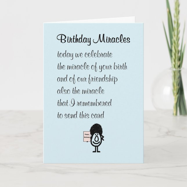 Carte Miracles d'anniversaire - Un poème d'anniversaire  (Devant)