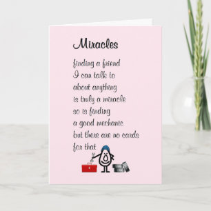 Carte Miracles - un poème drôle de Penser à vous