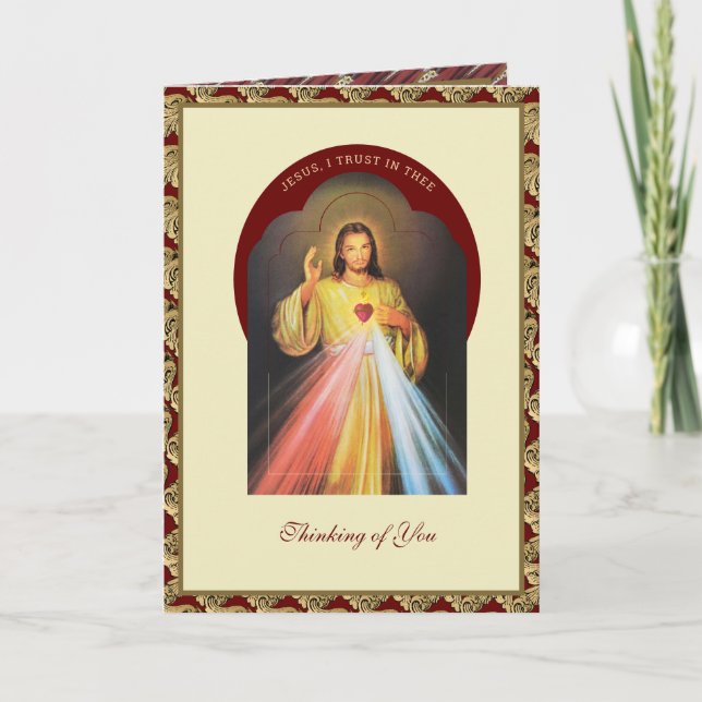 Carte Miséricorde divine Sacré-Coeur Écriture Religieuse (Devant)