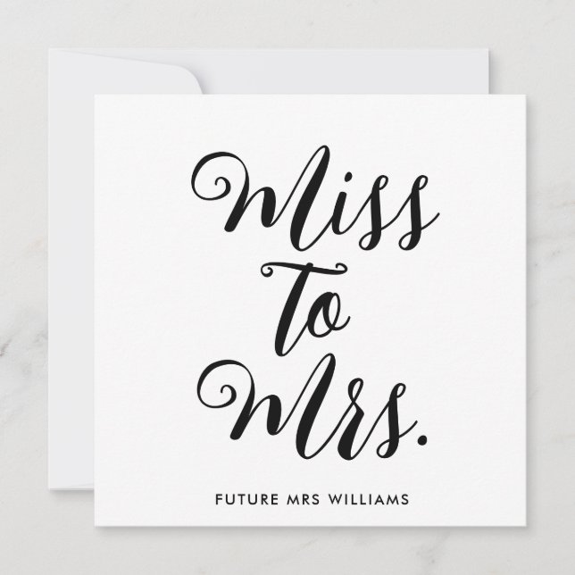 Carte Miss à Mrs Banner Prop de mariage moderne (Devant)