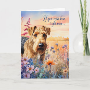 Carte Miss Airedale Terrier Chien Fleur sauvage Meadow