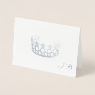 Carte Miss USA Style Argent Foil Crown & Monogram