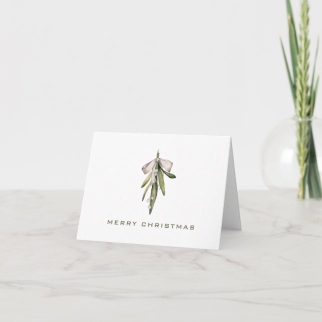 Carte Mistletoe de Noël traditionnelle minimale (Devant)