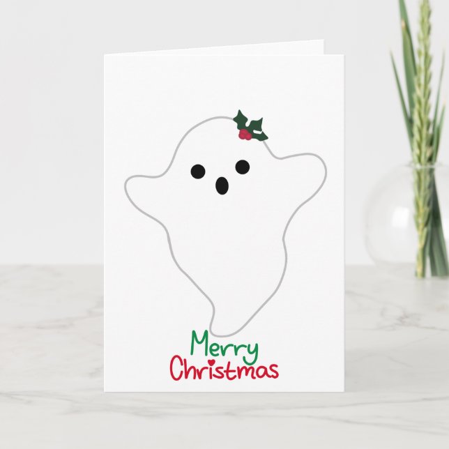 Carte Mistletoe Ghost Joyeux Noël (Devant)