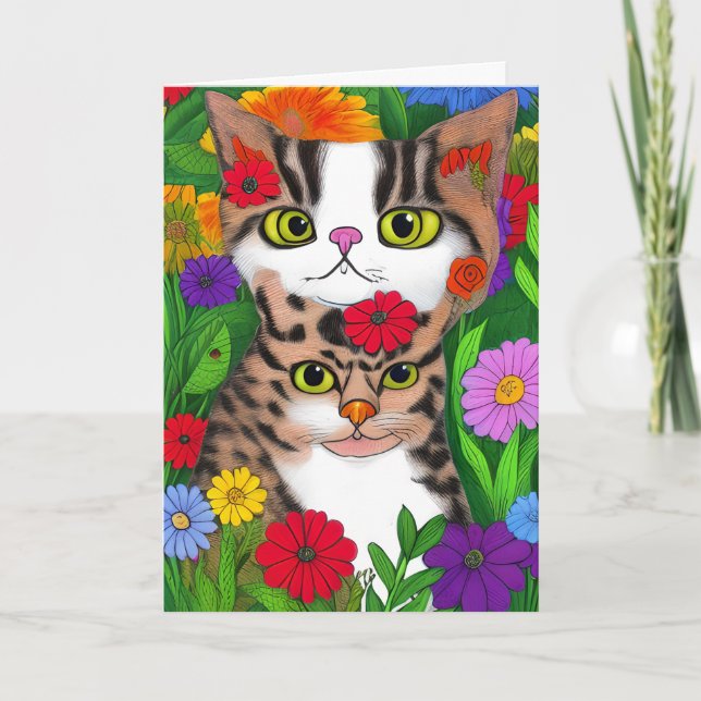 Carte Mlle | Chat Whimsical d'amitié (Devant)