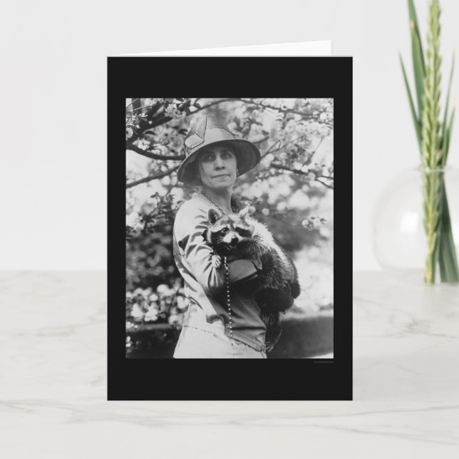 Carte Mme Calvin Coolidge avec son Raccoon 1923 (Devant)