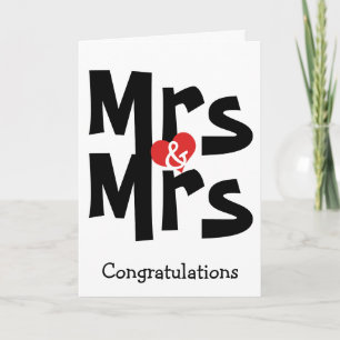 Carte Mme et Mme Mariage Black White Félicitations