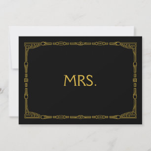 Carte "Mme" Panneau Mariage de style Art déco or