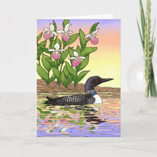 Carte MN State Bird Flower Loon Lady Slipper