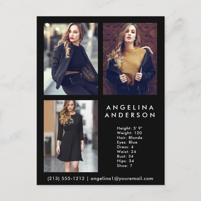 Carte modèle Actor 3 photo Comp noir - Carte posta (Devant)