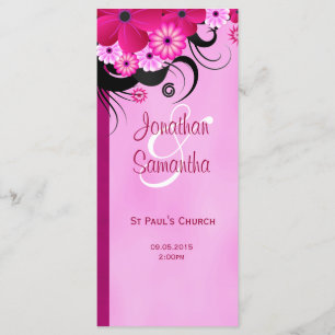 Carte Modèle du programme de mariage floral Fuchsi