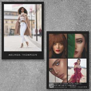 Carte Modélisation Actor Comp Card 5 Photo QR Code noir