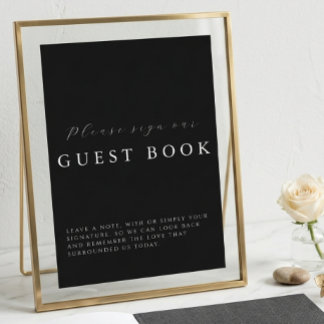 Carte Modern Calligraphy Black Wedding Guestbook Sign