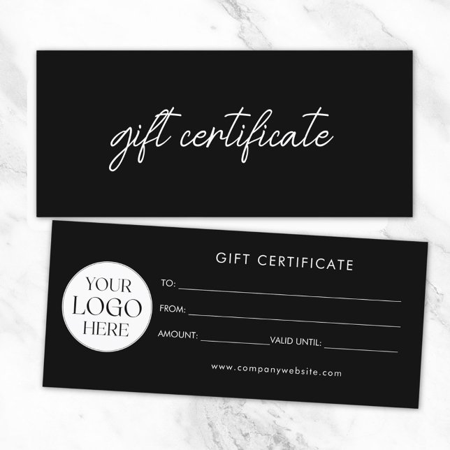 Carte Modern Elegant Business Logo Gift Certificate (Front and Back)