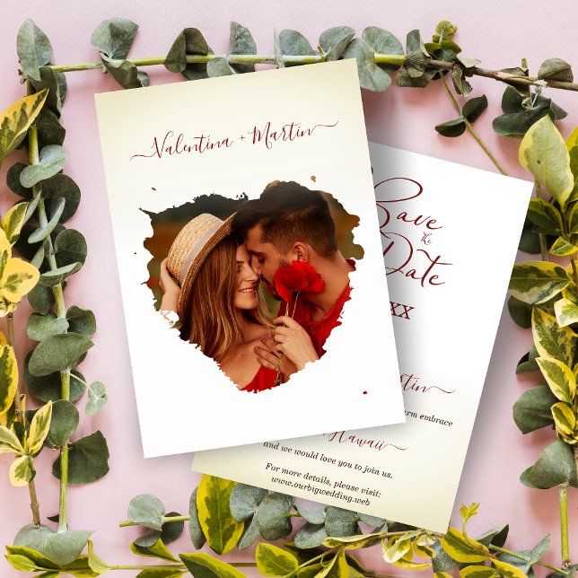 Carte Modern Eternal Love Brustroke Photo Heart Wedding (Créateur téléchargé)