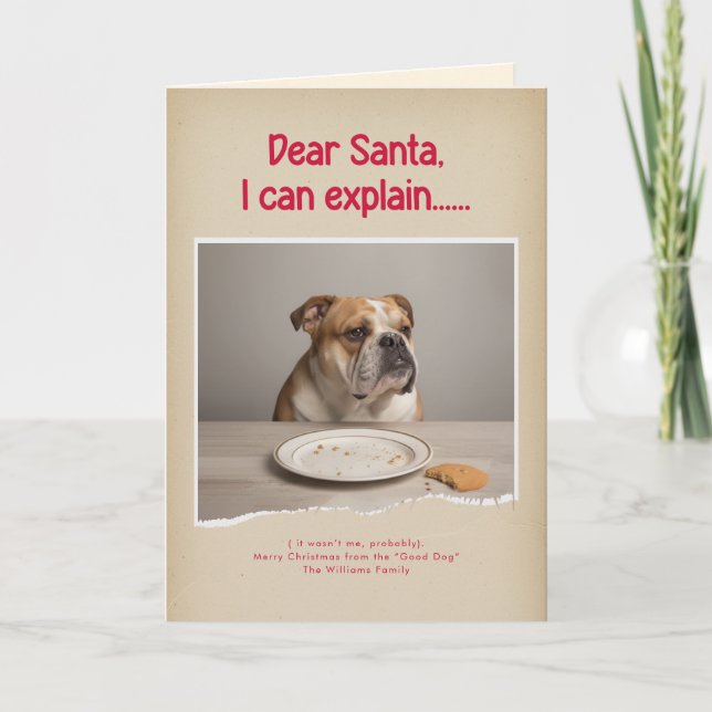 Carte Modern Funny Pet Photo Christmas Holiday Folded (Devant)