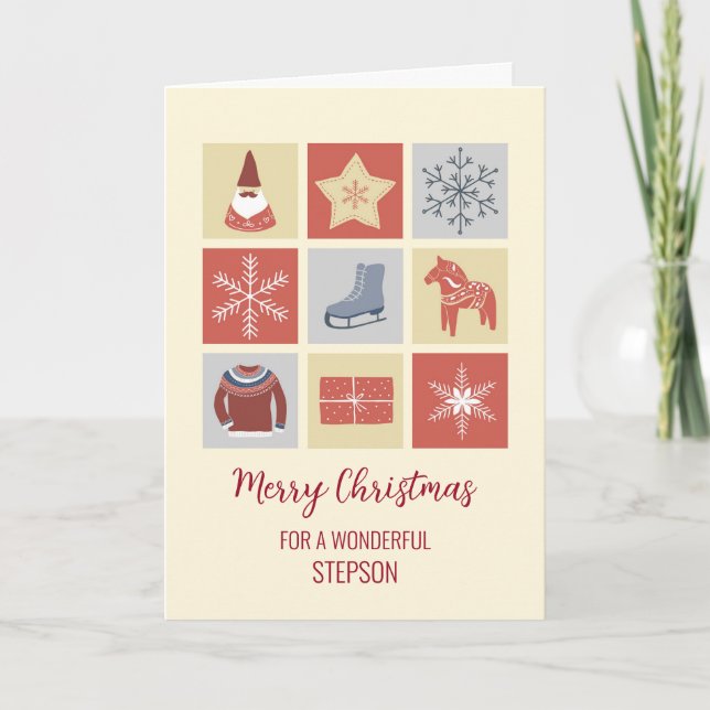 Carte Modern Illustrations Stepson Merry Christmas (Devant)