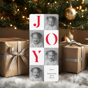 Carte "Modern JOY Photo Christmas   Holiday rouge gras