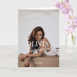 Carte Modern Photo Typography Script Grad Party Folded