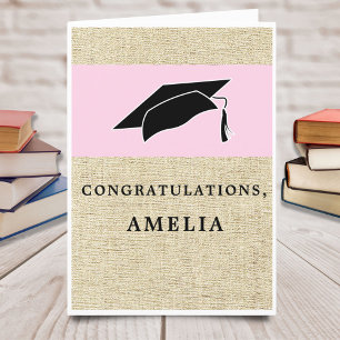 Carte Modern Pink Congratulations Rustic Graduation