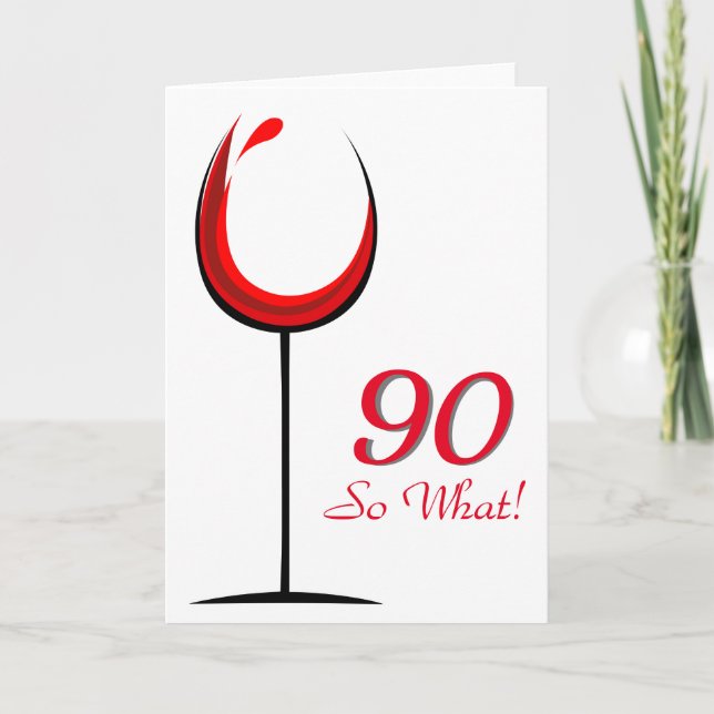Carte Modern Red Wine Glass 90e Birthday (Devant)