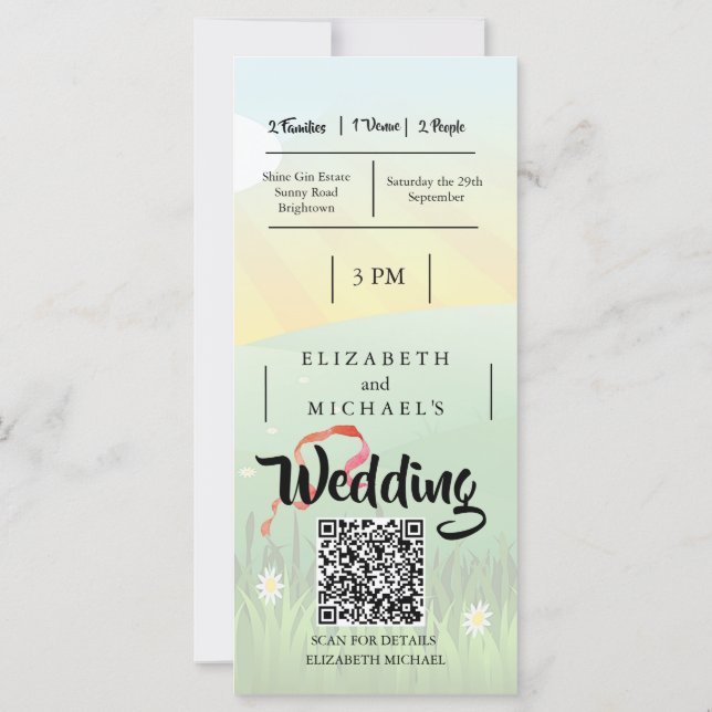Carte Modern Rustic Festival Wedfest QR Mariage (Dos)