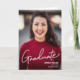 Carte Modern Script Graduate Photo lycée