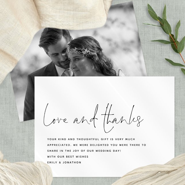 Carte Modern Script Love Merci Mariage photo Merci (Créateur téléchargé)