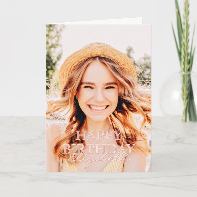 Carte Modern Simple Script Photo voeux d'anniversaire (Devant)