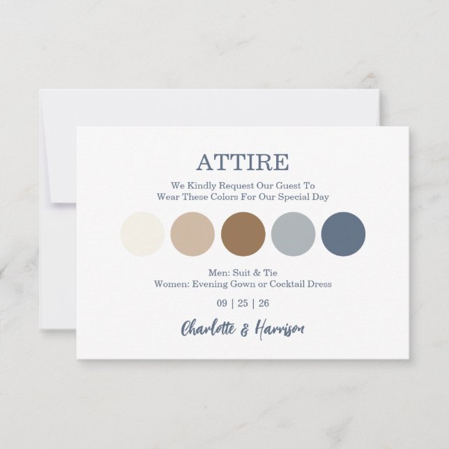 Carte Modern Wedding Attire Dress Code Enclosure Card (Devant)