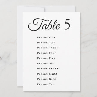 Carte Modern Wedding Table Number Seating Chart Cards