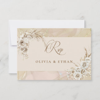 Carte Modern White Boho Floral Arch Wedding RSVP Card