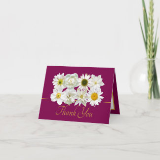 Carte Modern White Botanical Flowers Elegant Thank You