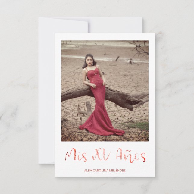 Carte Moderna Quinceañera Español Tipografía Tendencia (Devant)