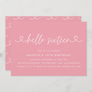 Carte Moderne 16e anniversaire simple élégant script élé